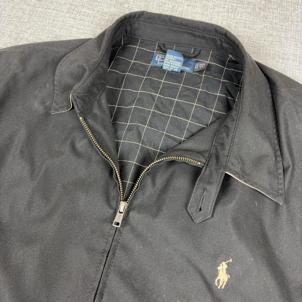 Polo Ralph Lauren Jacket Mens Big 2X Black Microfiber Windbreaker Full Zip